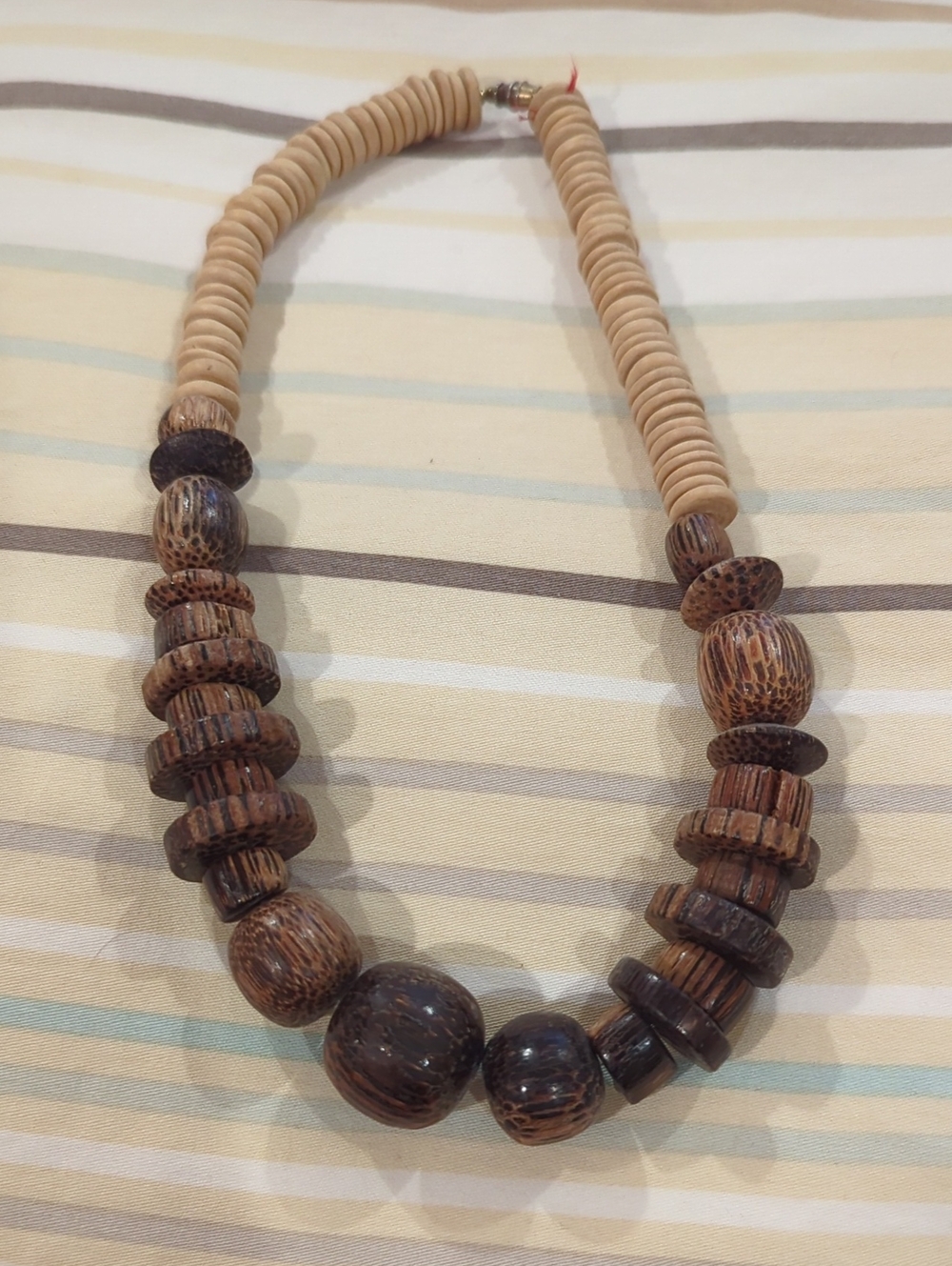 Natural Wood Brown Beaded Statement Necklace - Unbranded